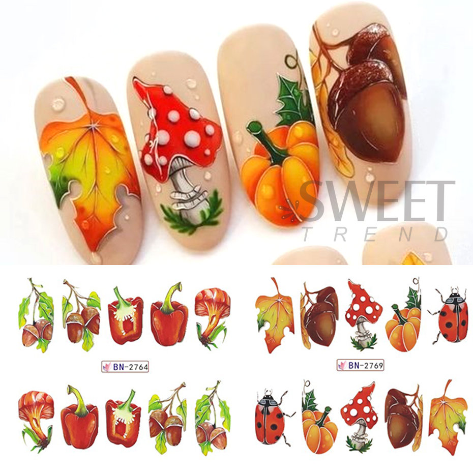 12pcs Autumn Nail Stickers Car - Cucumber Cooling Gel ulasan dan harga