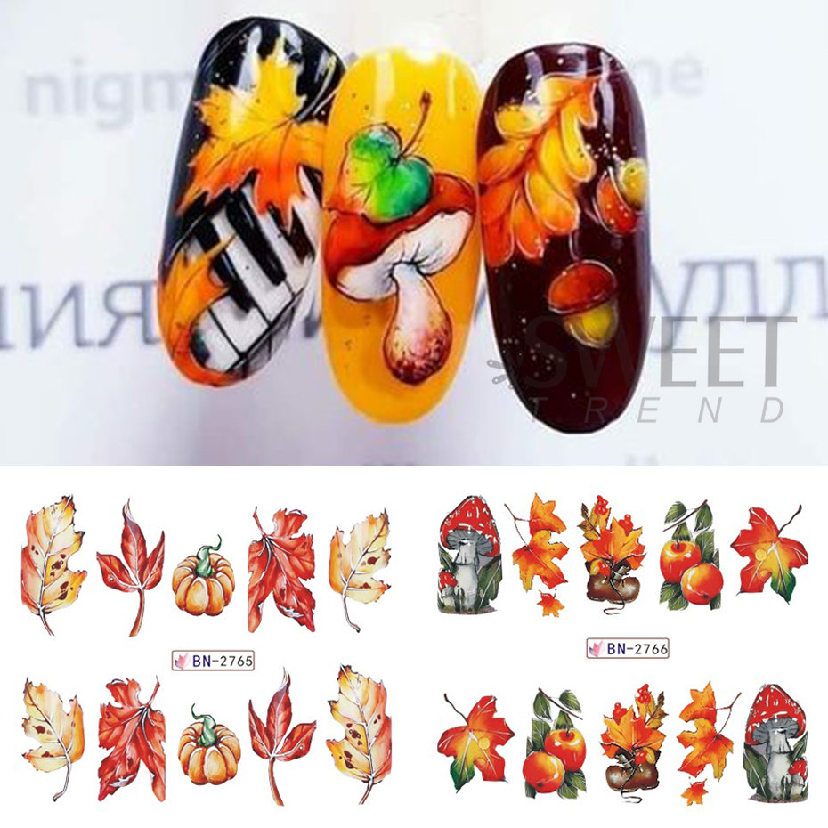 12pcs Autumn Nail Stickers Car - Cucumber Cooling Gel ulasan dan harga