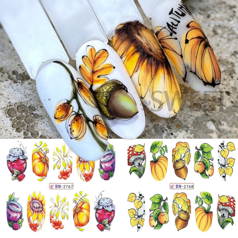 12pcs Autumn Nail Stickers Car - Cucumber Cooling Gel ulasan dan harga